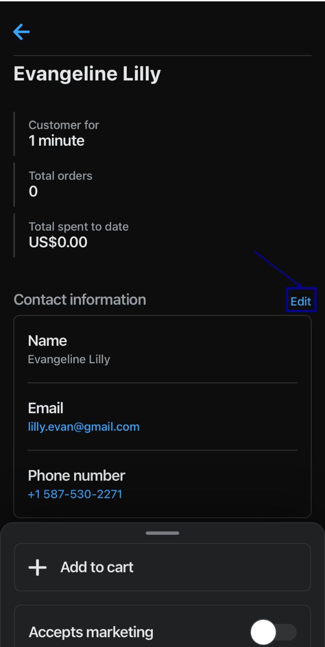 Edit a Customer Profile on Shopify